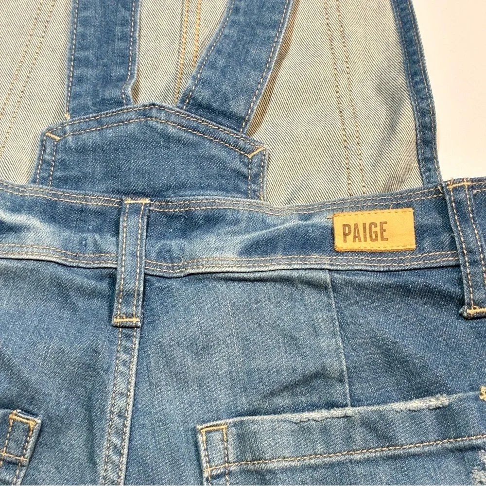 Anthropologie Paige Denim Shortalls Overall Shorts Distressed Size 24 Bohemian